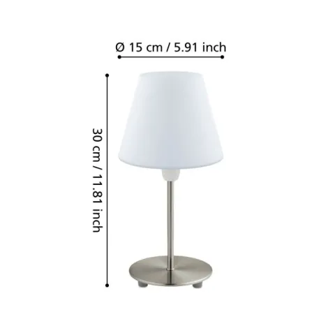 Candeeiro de Mesa com Base Níquel Mate e Abajur em Vidro Opalino DAMASCO 1 EGLO 95785
