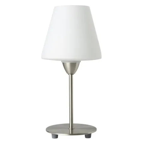 Candeeiro de Mesa com Base Níquel Mate e Abajur em Vidro Opalino DAMASCO 1 EGLO 95785