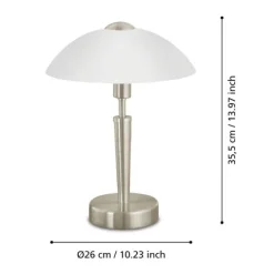 Candeeiro de Mesa com Base Níquel Mate e Abajur em Vidro Branco SOLO 1 EGLO 85104