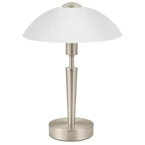 Candeeiro de Mesa com Base Níquel Mate e Abajur em Vidro Branco SOLO 1 EGLO 85104