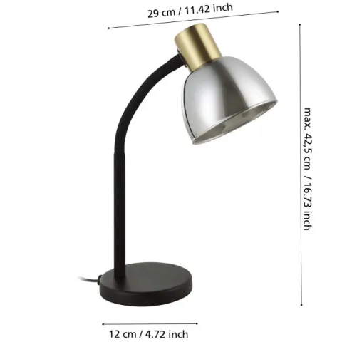 Candeeiro de mesa com base preta e latão escovado MACERE EGLO 901062