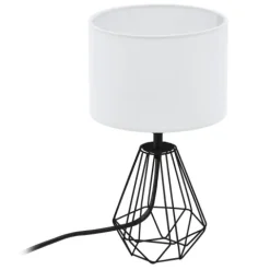 Candeeiro de Mesa com Base Preta e Abajur Branco CARLTON 2 EGLO 95789