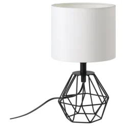 Candeeiro de Mesa com Base Preta e Abajur Branco CARLTON 2 EGLO 95789