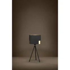 Candeeiro de Mesa com Base Tripé e Abajur Têxtil Preto TORTOLA 1 EGLO 39965