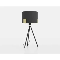 Candeeiro de Mesa com Base Tripé e Abajur Têxtil Preto TORTOLA 1 EGLO 39965