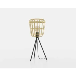 Candeeiro de Mesa com Base Tripé e Abajur de Bambu MONTEZUELO EGLO 390154