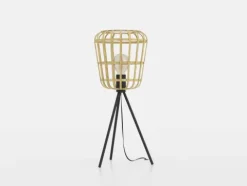Candeeiro de Mesa com Base Tripé e Abajur de Bambu MONTEZUELO EGLO 390154