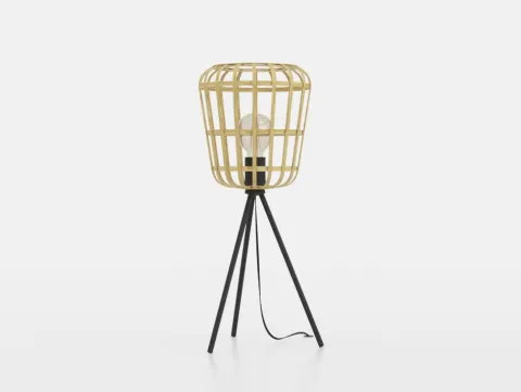Candeeiro de Mesa com Base Tripé e Abajur de Bambu MONTEZUELO EGLO 390154