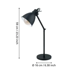 Candeeiro de Mesa com Braço Ajustável Preto e Branco PRIDDY EGLO 49469