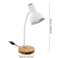 Candeeiro de Mesa com Braço Flexível em Metal e Madeira VERADAL EGLO 98832