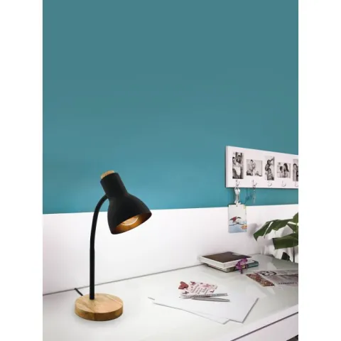 Candeeiro de mesa com braço flexível em metal e madeira VERADAL EGLO 98831