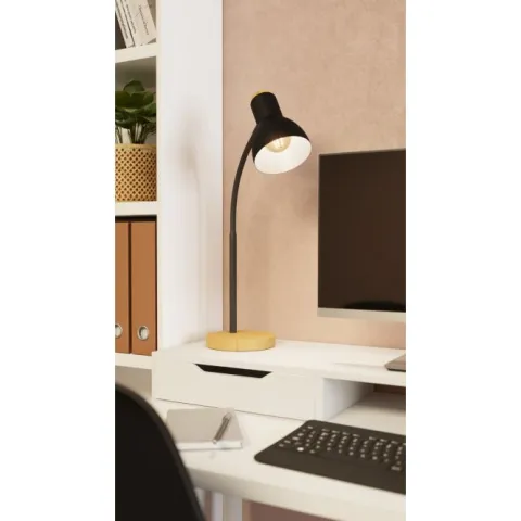 Candeeiro de mesa com braço flexível em metal e madeira VERADAL EGLO 98831