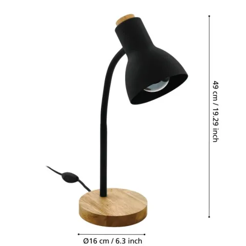 Candeeiro de mesa com braço flexível em metal e madeira VERADAL EGLO 98831