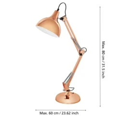 Candeeiro de Mesa com Cabeça Ajustável em Metal Cobre BORGILLIO EGLO 94704
