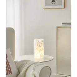 Candeeiro de Mesa com Cilindro de Vidro Branco e Motivo Floral GEO EGLO 91242