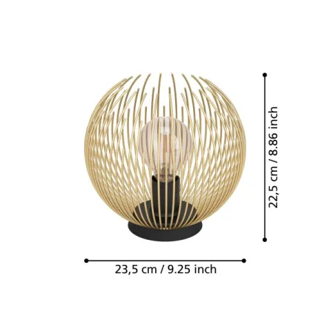 Candeeiro de Mesa com Corpo em Arame Dourado e Base Preta VENEZUELA EGLO 900168