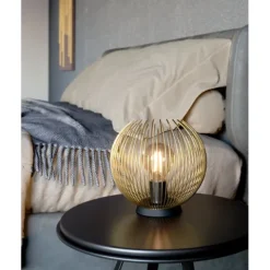 Candeeiro de Mesa com Corpo em Arame Dourado e Base Preta VENEZUELA EGLO 900168