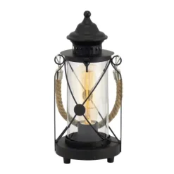 Candeeiro de Mesa com Corpo Redondo Preto e Vidro BRADFORD EGLO 49283
