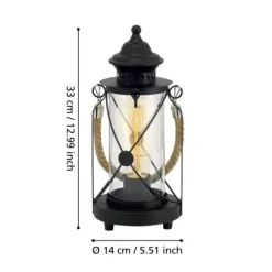 Candeeiro de Mesa com Corpo Redondo Preto e Vidro BRADFORD EGLO 49283