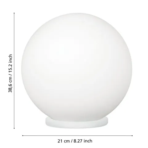 Candeeiro de Mesa com Esfera de Vidro Opalino Branco RONDO EGLO 85264