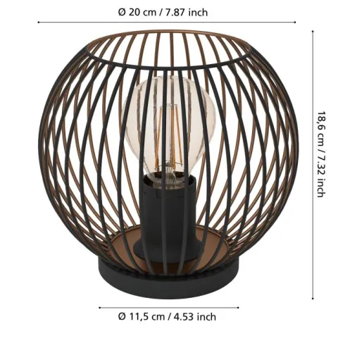 Candeeiro de Mesa com Estrutura em Grelha Preto e Cobre ALMANZORA EGLO 901872