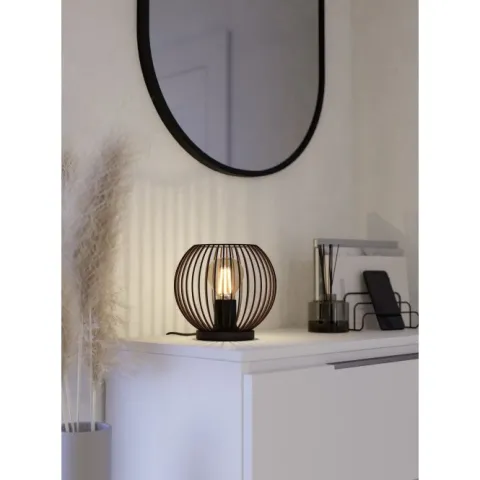 Candeeiro de Mesa com Estrutura em Grelha Preto e Cobre ALMANZORA EGLO 901872