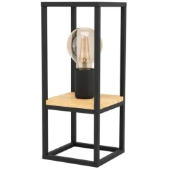 Candeeiro de Mesa com Estrutura em Metal Preto e Madeira LIBERTAD EGLO 99797