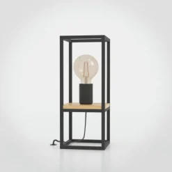 Candeeiro de Mesa com Estrutura em Metal Preto e Madeira LIBERTAD EGLO 99797