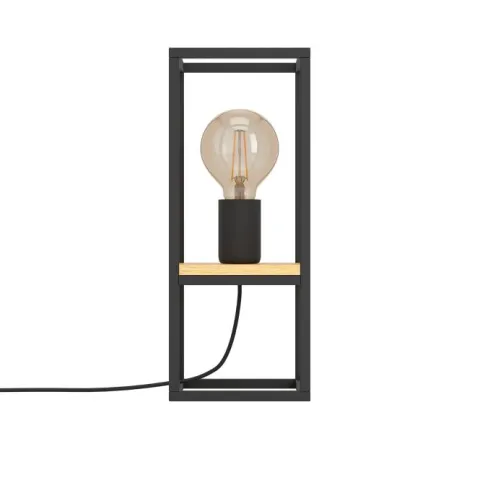 Candeeiro de Mesa com Estrutura em Metal Preto e Madeira LIBERTAD EGLO 99797