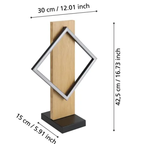 Candeeiro de Mesa com LED e Moldura Quadrada em Madeira BOYAL EGLO 901932