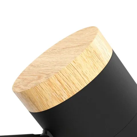 Candeeiro de Mesa com Projetores Ajustáveis Preto e Madeira CARTAGENA EGLO 390069