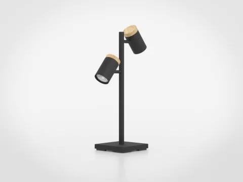 Candeeiro de Mesa com Projetores Ajustáveis Preto e Madeira CARTAGENA EGLO 390069