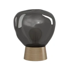 Candeeiro de Mesa com Vidro Fumado e Base em Madeira MAGACELA EGLO 390321
