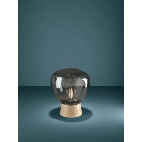 Candeeiro de Mesa com Vidro Fumado e Base em Madeira MAGACELA EGLO 390321