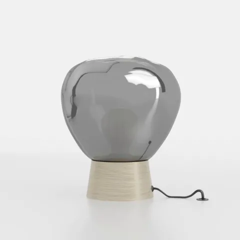 Candeeiro de Mesa com Vidro Fumado e Base em Madeira MAGACELA EGLO 390321