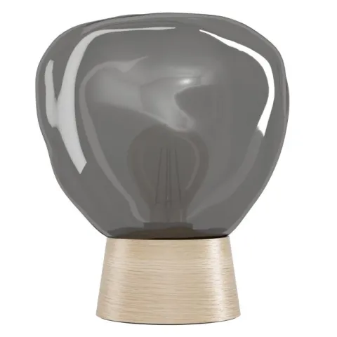 Candeeiro de Mesa com Vidro Fumado e Base em Madeira MAGACELA EGLO 390321