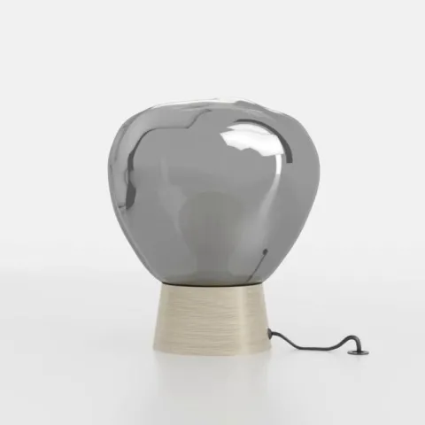 Candeeiro de Mesa com Vidro Fumado e Base em Madeira MAGACELA EGLO 390321