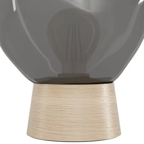 Candeeiro de Mesa com Vidro Fumado e Base em Madeira MAGACELA EGLO 390321