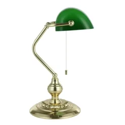 Candeeiro de Mesa em Aço Latão e Vidro Verde BANKER EGLO 90967