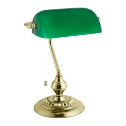 Candeeiro de Mesa em Aço Latão e Vidro Verde BANKER EGLO 90967
