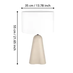 Candeeiro de Mesa em Cerâmica e Tecido Branco TOLLERIC EGLO 390365
