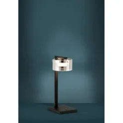 Candeeiro de Mesa LED com Base de Metal Preto e Vidro Fumado COPILLOS EGLO 39877