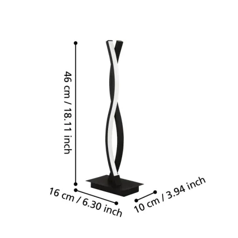 Candeeiro de Mesa LED com Dois Perfis Curvos em Metal Preto LASANA 3 EGLO 99318