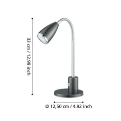 Candeeiro de Mesa LED com Pescoço Ajustável em Aço Preto e Cromado FOX EGLO 92873