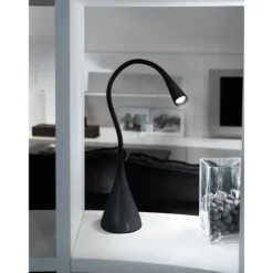Candeeiro de Mesa LED com Pescoço Flexível Preto e Alumínio SNAPORA EGLO 94677