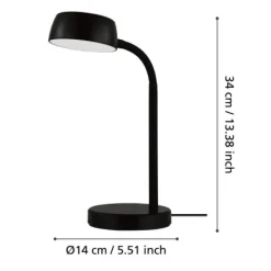 Candeeiro de Mesa LED Preto com Luz Branca Quente CABALES EGLO 99335