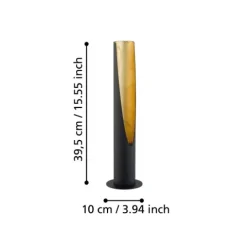 Candeeiro de Mesa LED Tubular Preto e Dourado BARBOTTO EGLO 97583