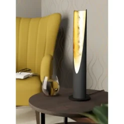 Candeeiro de Mesa LED Tubular Preto e Dourado BARBOTTO EGLO 97583