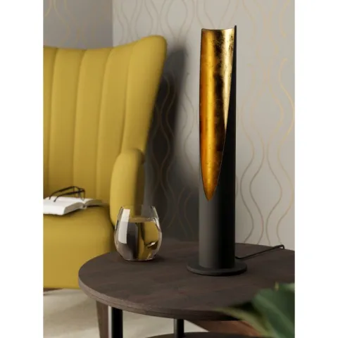Candeeiro de Mesa LED Tubular Preto e Dourado BARBOTTO EGLO 97583