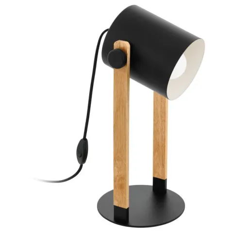 Candeeiro de Mesa Preto-Creme e Madeira HORNWOOD EGLO 43519